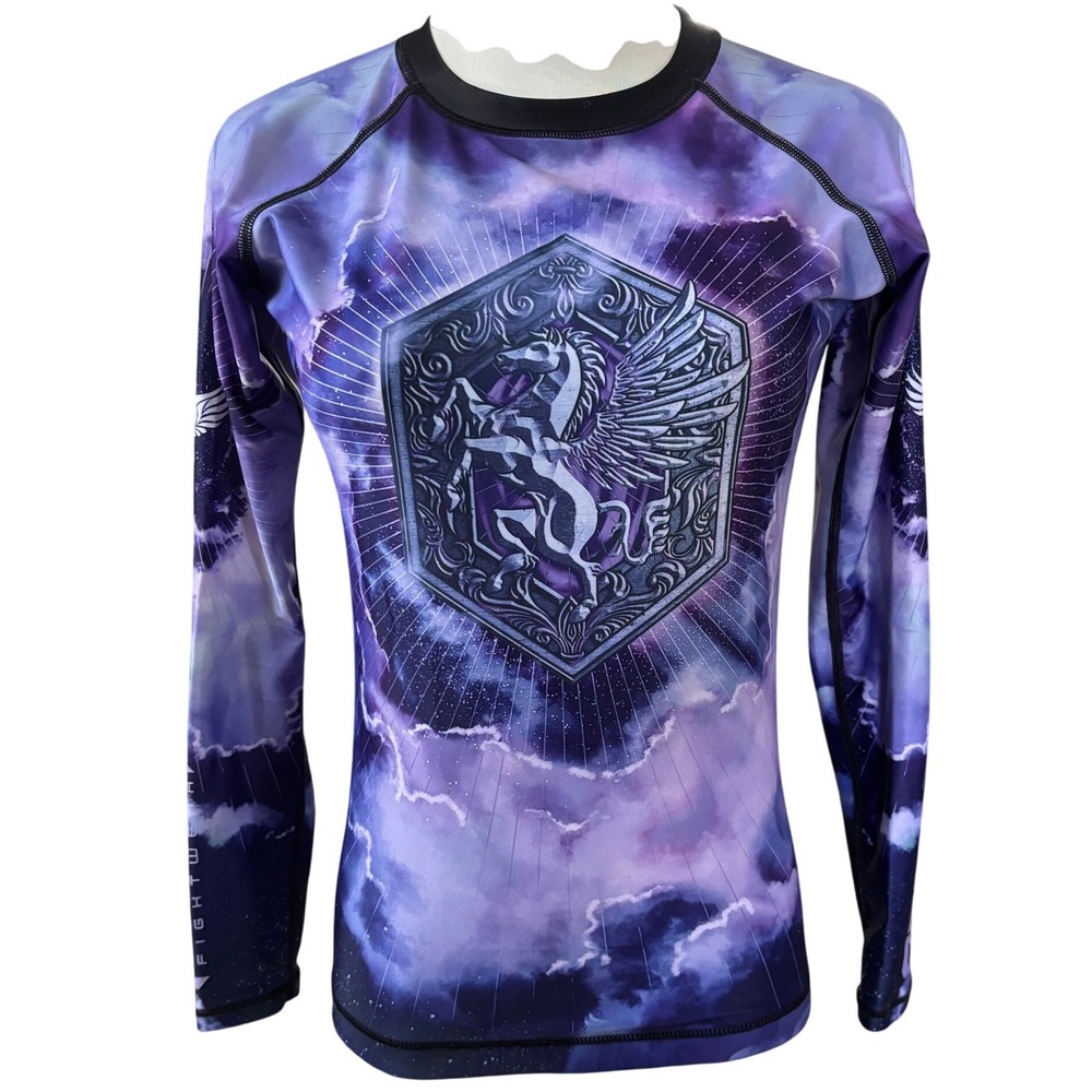 Raven Fightwear The Pegasus Dusk Purple Rashguard Size Small BJJ MMA Grappling